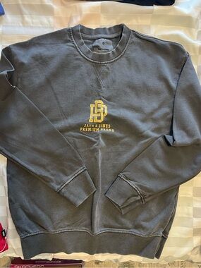 Jack & Jones Charcoal Crewneck Sweatshirt with Yellow Logo